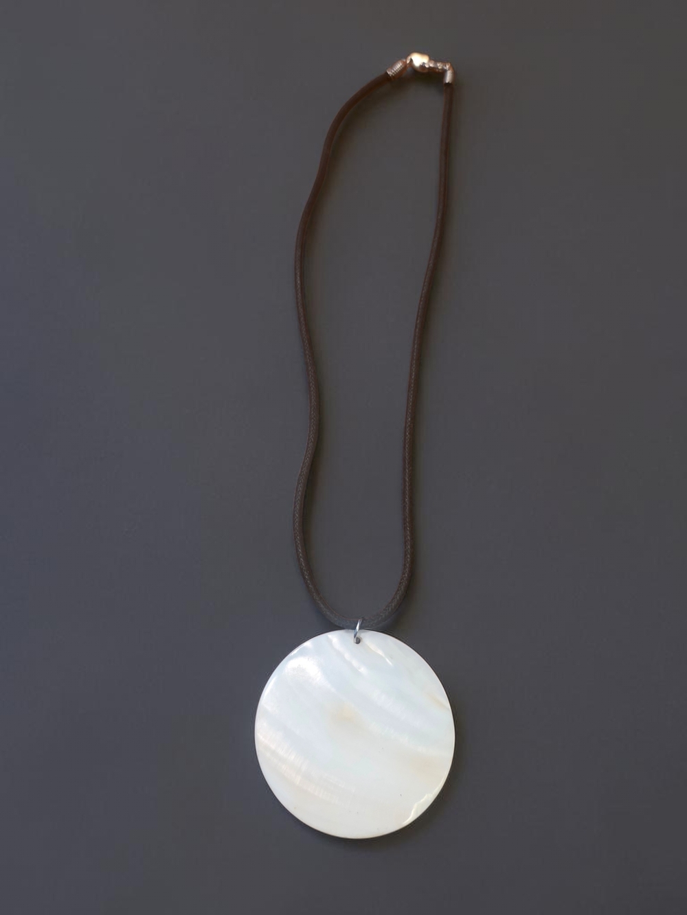 Large Mother of Pearl Shell Disc Cord Necklace